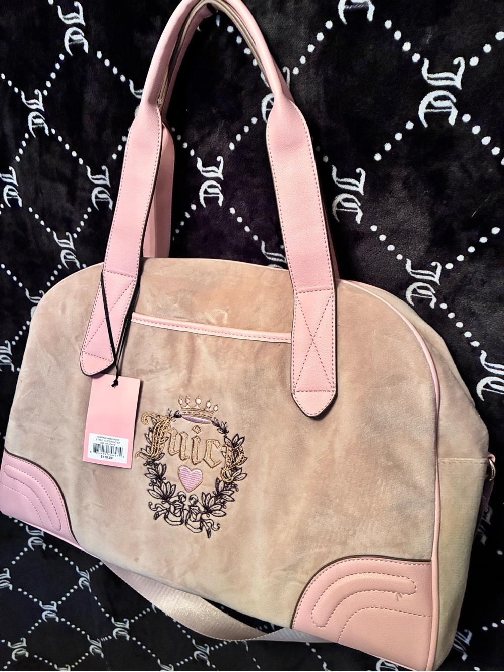 Juicy Couture Pink duffel bag, overnighter weekender Logo Tote Bag